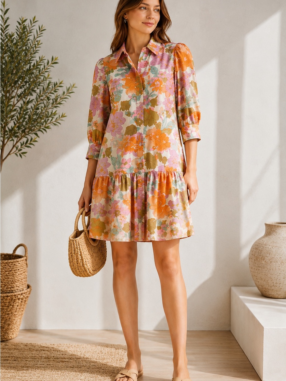 NWT LaRoque Scout Floral Mini Shirt Dress M (Hunter Bell / Oliphant Vibe)